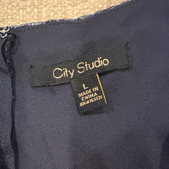 City Studio Blue Patterned Dress - Picture 4 of 5